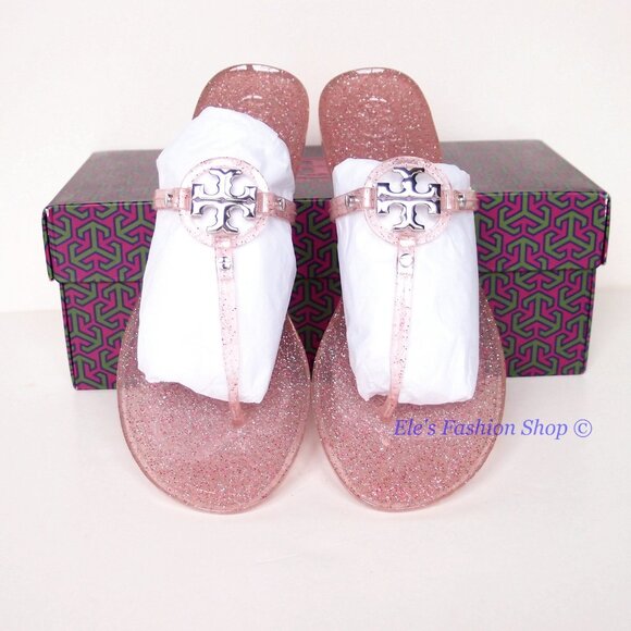 NIB Tory Burch Jelly Mini Miller Sandal Pink Love Silver HW US 7 AUTHENTIC - Picture 7 of 16